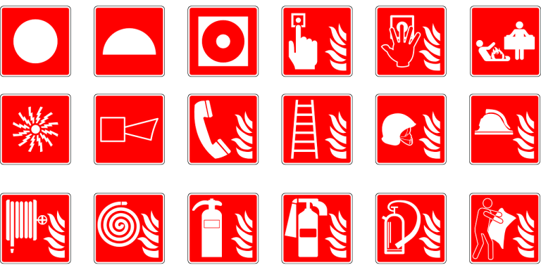 symbols, emergency, fire